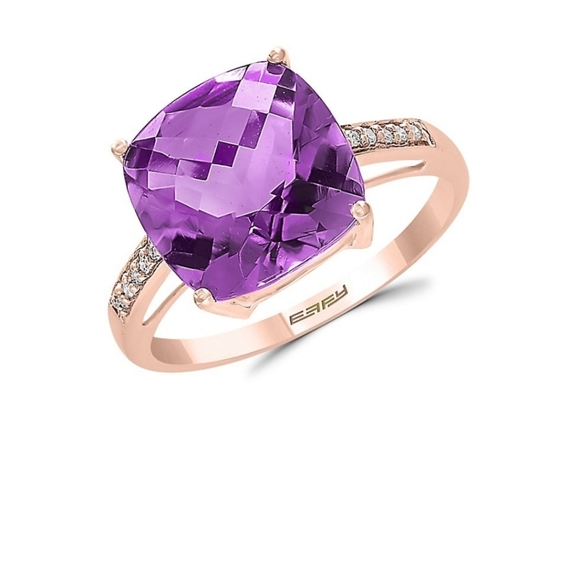 14k gold Green Amethyst and Diamond Effy ring - Picture 5 of 7